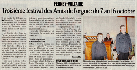 3e festival des Amis de l’Orgue de Ferney-Voltaire